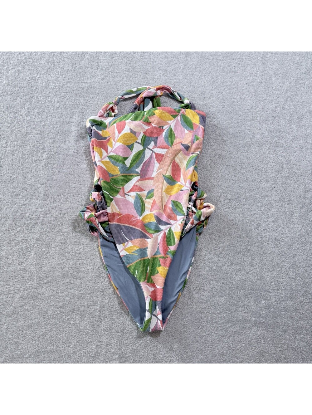 Becca One-piece Swimsuit Tropical Print Adjustable Side Ties Size Médium